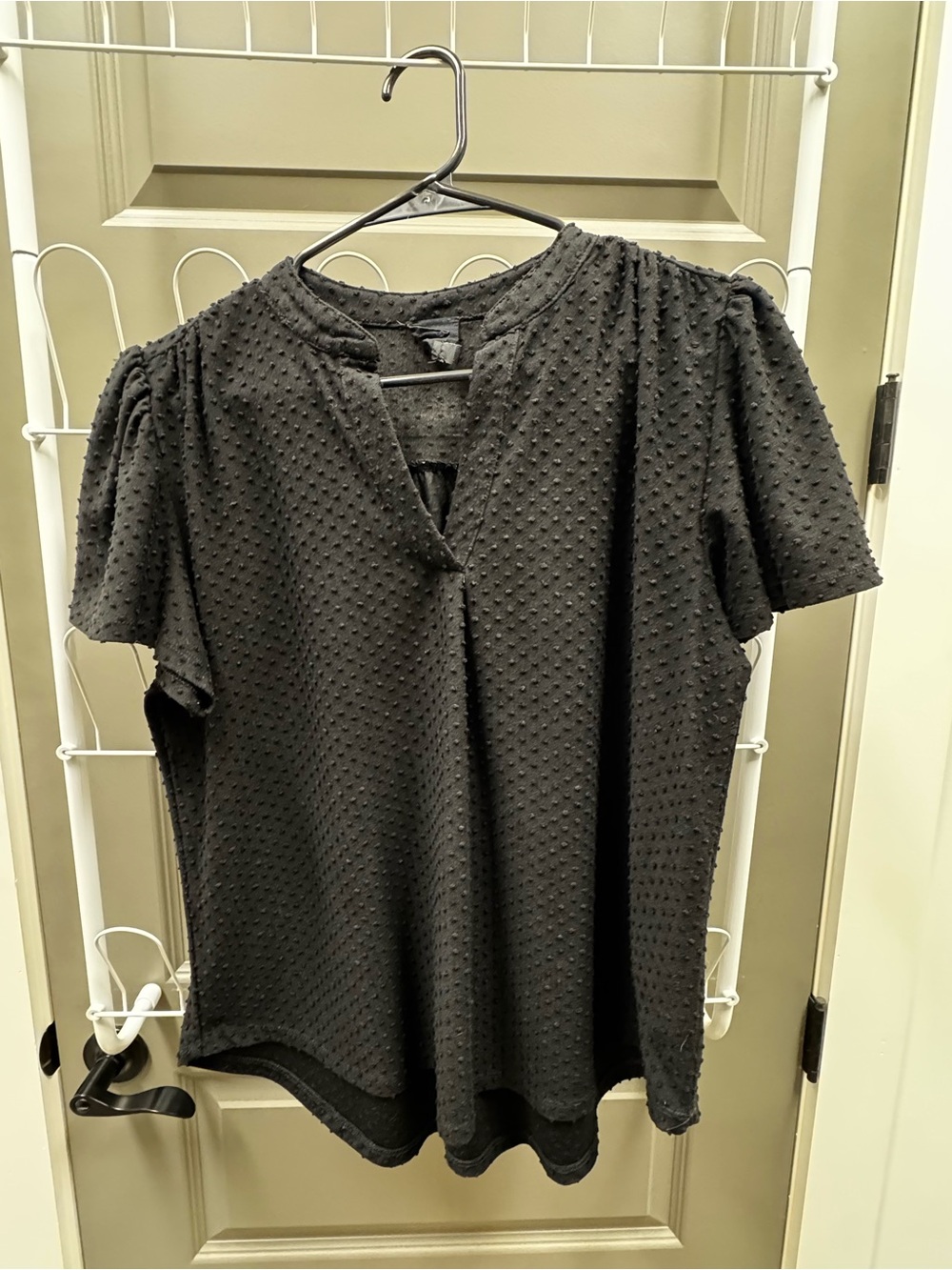 W5 Black Textured Short Sleeve Blouse